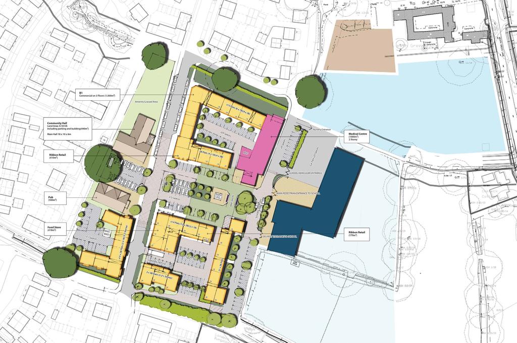 The neighbourhood centre will come forward in a future phase, however consideration has been given to its design and layout in order to inform the surrounding Phase 1 uses.