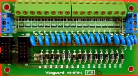 Transient surge voltage and over voltage protection circuitry is also incorporated for each repeat alarm signal.
