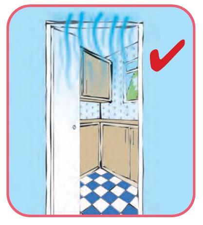 At the same time, open the interior room doors, this will allow drier air to circulate throughout your home.