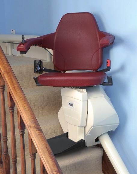 hinge To avoid any obstruction at the bottom of the stairs, e.g. where there is a doorway, an automatic hinged rail with safety system is available.
