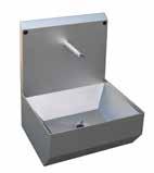 Multi-stand gutter washbasin 5310 531001A 531002B Splashback height: 400 mm. Hot and Cold water connection: 1/2, collective mixer. One outlet: 1 1/2. Mode of operation: A. photocell in the outlet B.