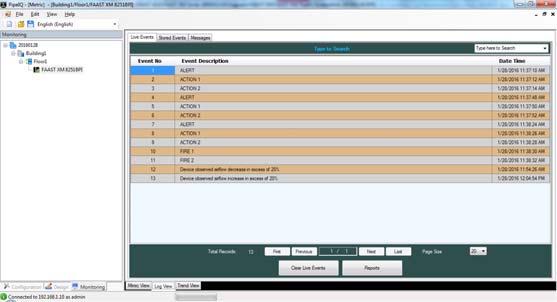 SECTION E : MONITORING FAAST XS USING PIPEIQ This section identifies options for testing the FAAST XS and monitoring its environment: Views: The PipeIQ Actions tab enables: Mimic View: replicates the