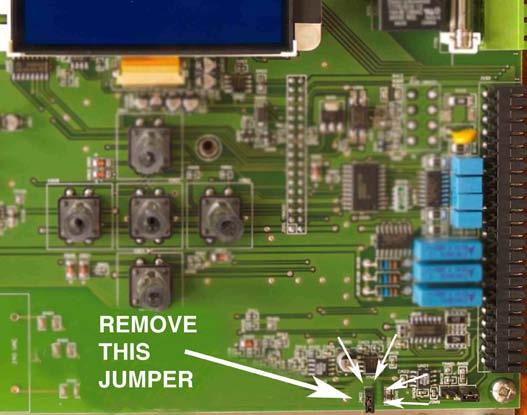 Jumper removal When multiples of 3 or more boilers are configured, removal of a circuit board jumper as illustrated becomes necessary.