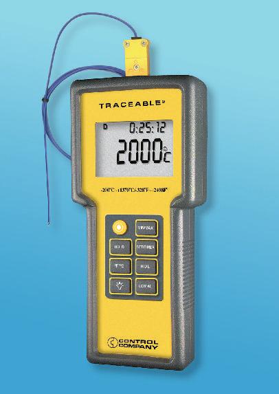 Traceable Total-Range Thermometer Total-Range Thermometer reads 328 to 2498 F Thermometer reads from 328 to 2498 F and 200 to 1370 C with a resolution of 0.1 and 1.