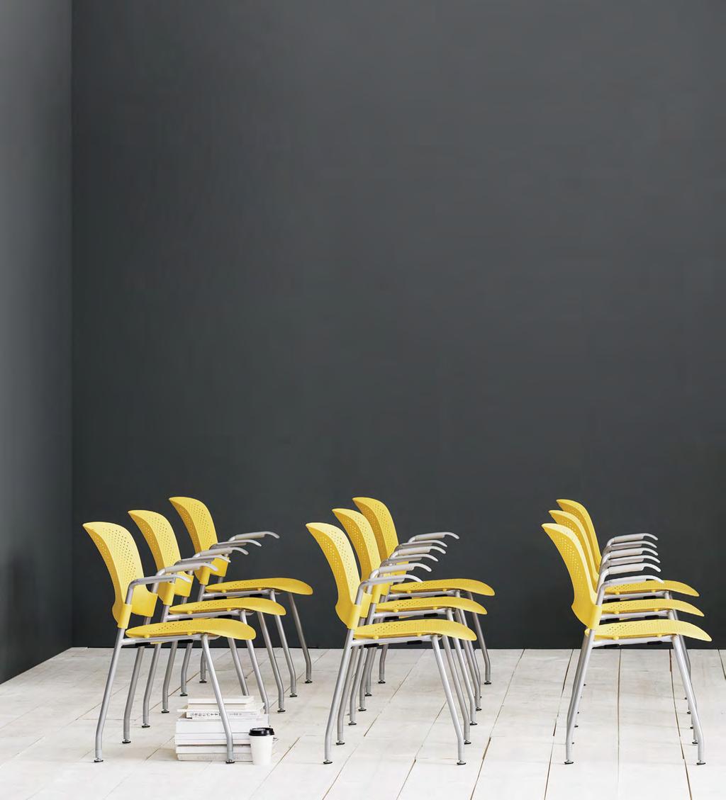 Caper Stacking Chairs with Lemon, Studio White,