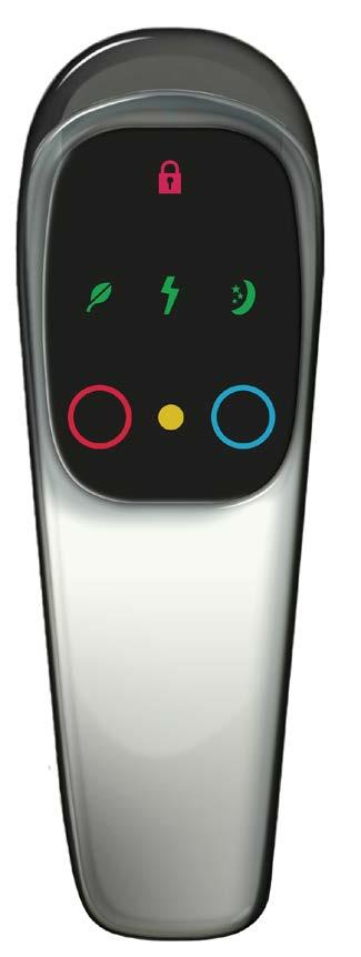 Billi Eco XT. Dispenser Icon Orange dot. Flashes when filter change due. On constant when overdue. lock illuminated. Safety button activated.