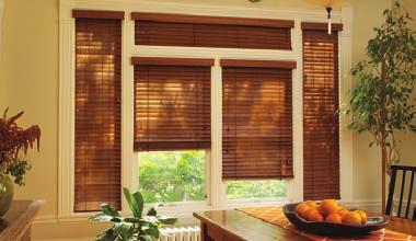Chalet Woods wood blinds Country Woods Exposé wood cornices Two slat sizes Available in both the traditional 2" and the wider 2 ½" slat sizes in all Chalet Woods colors.
