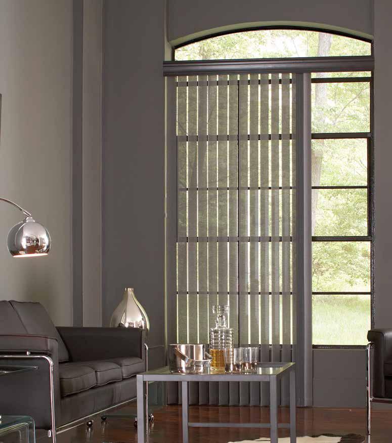 ALUMINUM BLINDS VERTICAL BLINDS Scan for Video Echelon Our top of the line contoured headrail mixes modern with a touch of tradition boasting smooth clean lines without the need for a valance.