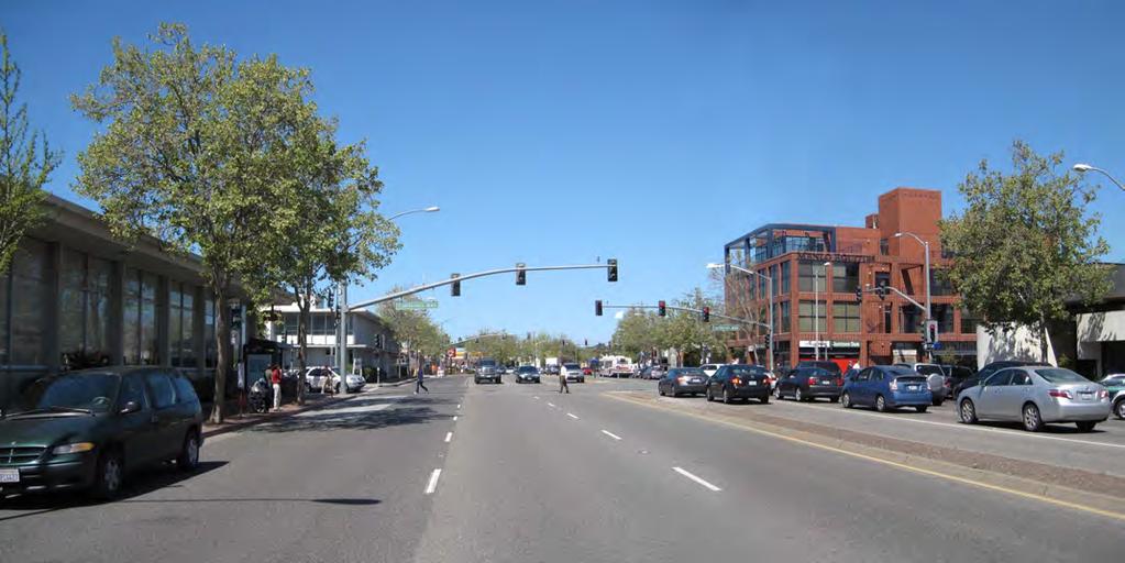 Existing View from El Camino Real near California Street looking northwest (VP 20) Existing View from El Camino