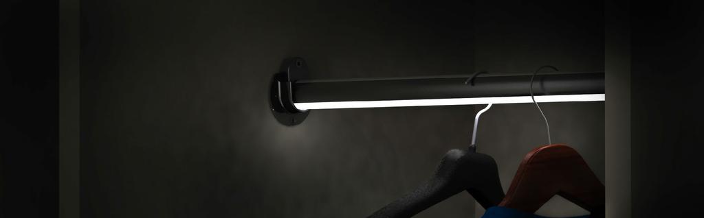 5005332 CLOSET RATED NITELIGHT CLOSET ROD provides even illumination of clothing in a closet while serving as a sturdy and attractive clothes hanging solution.