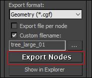 6. To export the static mesh, click on the Export Nodes button. If you get any errors, be sure to read them to help indicate what may be wrong.