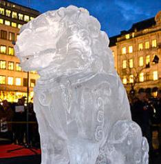 Central Idea # 1151 Downtown Winter Ice Festival Downtown locations with patios partner to host ice sculpture displays for residents to visit.