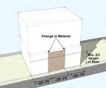 A change in Upper Story Setback height must lower the setback height below the fifth story and be combined with either a facade plane change or material/color change.