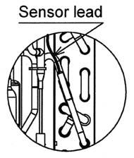 Detail A TD sensor 13 14 TD sensor (Discharge pipe temperature sensor) Attachment With its leads pointed upward, install the sensor onto the vertical straight pipe part of the discharge pipe.