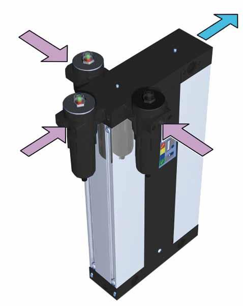 need to dismantle units Easy and efficient servicing Spring loaded desiccant cartridges to avoid desiccant attrition Clear cartridges designed to enable visible inspection of desiccant