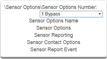 S e n s o r O p t i o n s S u b m e n u s 5.15 Advanced Programming, Sensor Options Select Sensor Options from the drop down menu. Sensors are fully configurable in the panel.