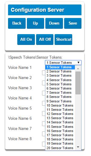 For each sensor, you can select up to eight names from