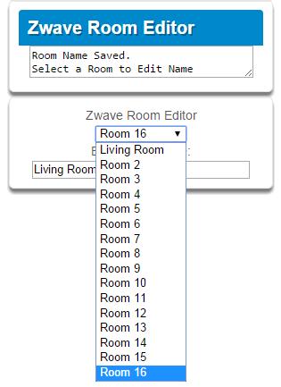 For this example we will change the name of Room 1 to Living Room. Type Living Room in the form Edit Room Name: This can be a 32 character name. Press Save.