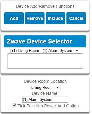 The Zwave Maintenance page main tile contains additional buttons from the settings tile.