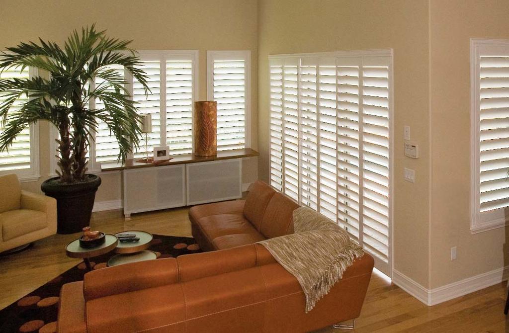 Our exclusive Motorized Plantation Shutters are handcrafted from solid wood.