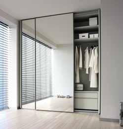 Start with the left outside wall: outside wall flush with the front or outside wall with cover strip. Take a pre-planned wardrobe element with a width of 170 / 222 / 255.9 / 281.9 / 333.9 or 341.