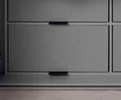 gap to the wall. Interior drawers come standard with handle lip; bow-type handle available for a surcharge of 20. Widths: 41 / 54 and 84 cm Heights: 65 and 95 cm Depth: 53.3 for 64.