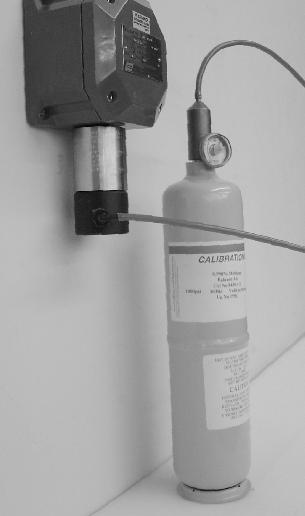 Example of Required Calibration equipment Fixed Flow Regulator Detector to be Calibrated Gas Adaptor P/N 401101 Shown.