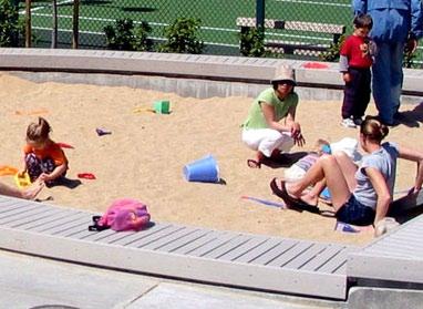 playgrounds equipped with rubber surfacing and decking and which provide music play,