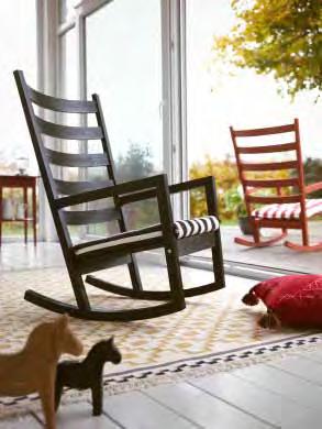 PE307008 VÄRMDÖ A clean and simple rocking chair Made of painted solid pine, VÄRMDÖ rocks just as nicely indoors as it does outdoors. Protectors on the feet prevent floor damage and reduce noise, too.