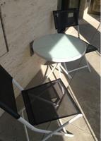 Balcony (continued) Item Table And Chairs Description Round frosted plastic table with white frame.
