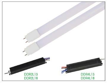 T8: LINEAR (UL TYPE-C) - PLASTIC Item # Length Wattage CCT Lumens L13T8EX4xx 4ft 13 3500K, 4000K, 5000K 1650 L18T8EX4xx 4ft 18 3500K, 4000K, 5000K 2225 DDR2L13 2-Lamp Driver for 13W DDR4L13 4-Lamp