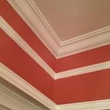 room are a dark salmon pink, they are in very good condition with white painted trim.