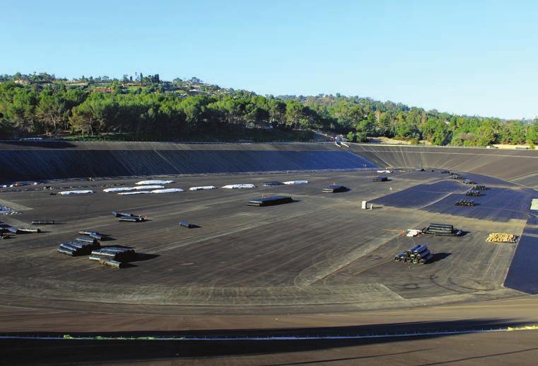 Reviving the Palos Verdes Reservoir angular imperfection in the asphalt liner during geomembrane installation and as the hydraulic head in the facility builds up during filling of the reservoir.