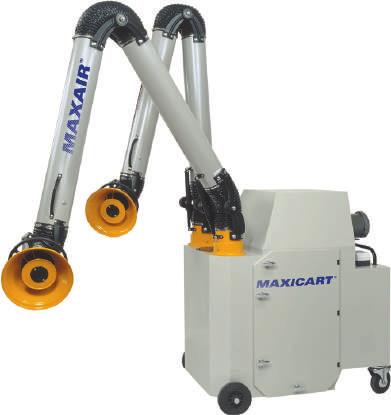 Available in single arm (Maxiroll) and dual arm (Maxicart) models. Both Maxiroll and Maxicart units are easily moved to the desired location with the help of swivel casters and push handles.