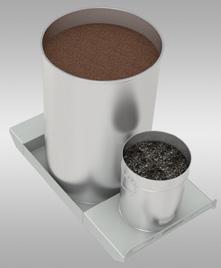 containers for fine and coarse particles Coarse, hot particles and larger pieces fall into smaller container