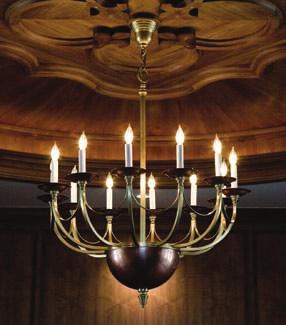 CUSTOM PRODUCT Ten-arm, bi-metal chandelier A few of the limitless variations on