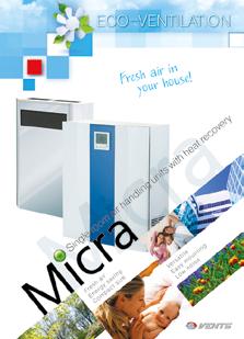 Energy saving ventilation. Single room energy recovery ventilators MICRA. (Catalogue no.