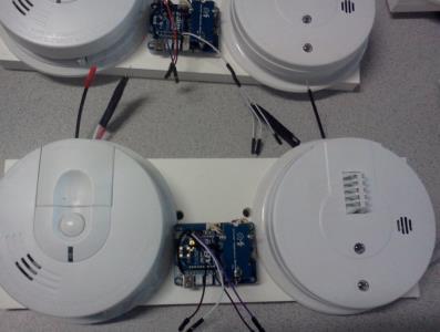 Figure -4: Wireless transceiver connected to smoke and heat detectors. It should be pointed out that the aforementioned design is based on one HCF scenario of high storage of roll paper.