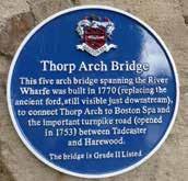 The bridge over the River Wharfe was initiated by William Gossip (who had purchased Thorp Arch estate in 1748 and commissioned John Carr to design and build Thorp Arch Hall), and supported by Sir