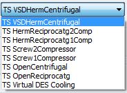 3.10.5.1 Chiller Model Type to Add Selection made in this combo list determines the model type of the chiller to be added by clicking the chiller Add button.