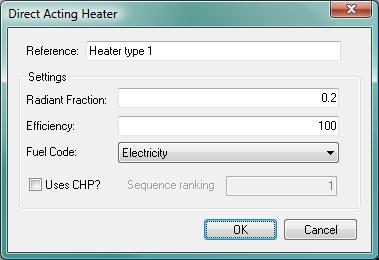 Figure 5-2: Direct acting heater dialog 5.1.1.1 Reference Enter a description of the component. The reference is limited to 100 characters.