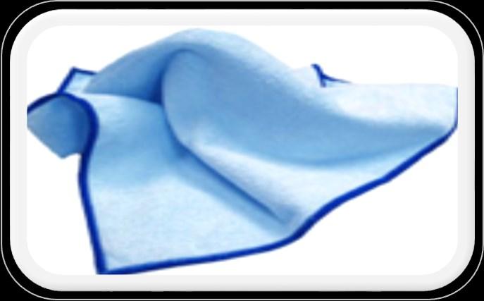 equipment. For Windows and bright work, the BLUE microfiber cloth is used for bright work after being cleaned and disinfected with a GREEN microfiber cloth.
