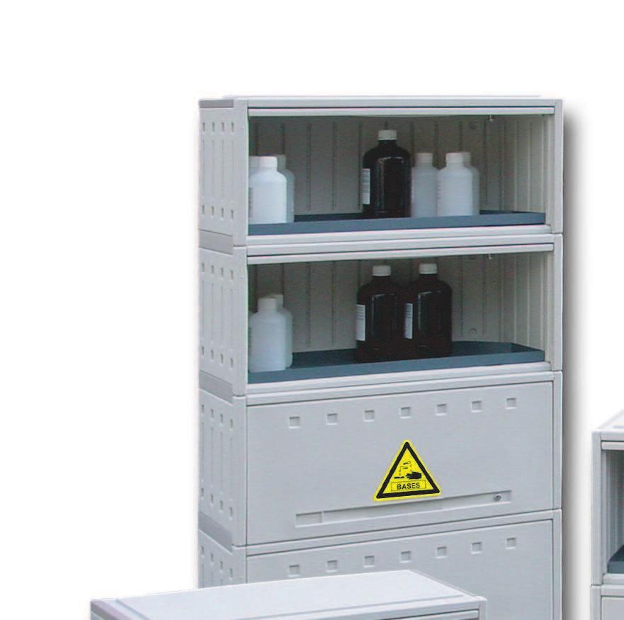 RANGE POLYETHYLENE SAFETY CABINETS FOR ACIDS AND BASES RB Toic RB RB ACTIVE SECURITY Large warning labels in compliance with ISO 8, 9/8/CEE European directive and NF X8. norm.