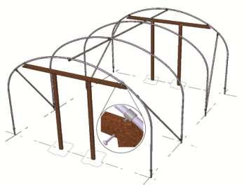 5. TIMBER END FRAME ASSEMBLY & INSTALLATION 6ft Wide Polytunnel Assembly Instructions 1 For each Timber End Frame you will need: a. 2 pieces of timber at 89mm x 38mm x 2400mm long (posts) b.