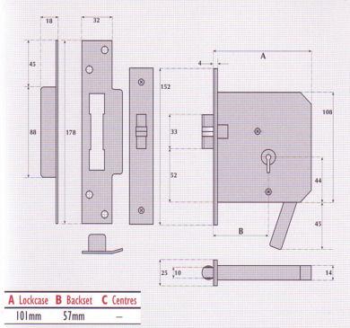 _ Note - confirm specification & details from www.imperiallocks.co.uk : G9062 Mortice lever roller bolt fire escape deadlatch Roller bolt operated by key or release lever from either side.