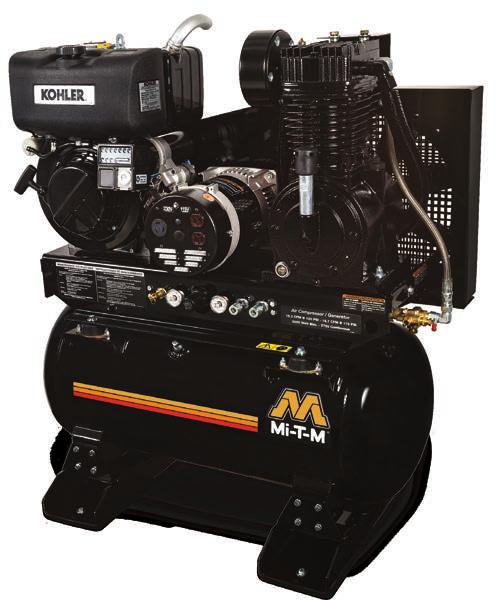 30-Gallon Two Stage Diesel NEW FOR 2017 UM Air Compressor/Generator Combinations Diesel Air Compressor/Generator Combination MODEL NUMBER CFM @ PSI HORSEPOWER/ENGINE MAX. OUTPUT COMPRESSOR SHIP WT.