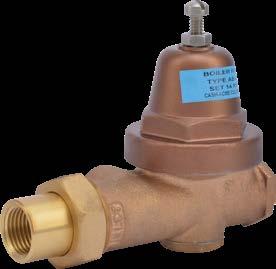 The AB-40 series pressure reducing boiler feed valve features a brass body and a combo connection which allows either a threaded or sweat copper connection with the same union tail piece.