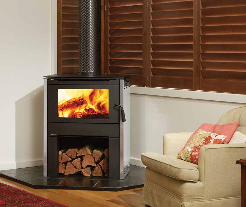 Alterra shown with optional stainless steel side panels. Alterra Wood Fire A wood burning stove with modern appeal!