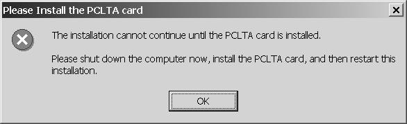 Note: If the IFPN-PCLTA20 is NOT installed, click No.