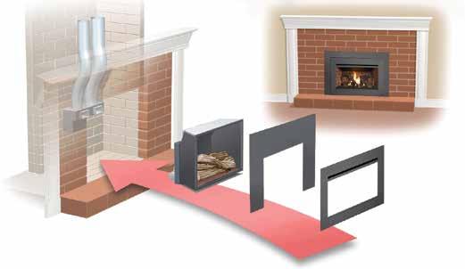 These inserts feature a direct vent chimney system. All combustion air is drawn from outside your home, and all combustion byproducts are then vented out of your home through a new chimney liner.
